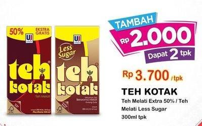 Promo Harga Ultra Teh Kotak Jasmine, Less Sugar 300 ml - Indomaret