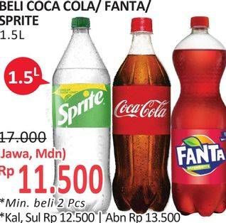 Promo Harga COCA COLA/ FANTA/ SPRITE 1,5 L  - Alfamidi