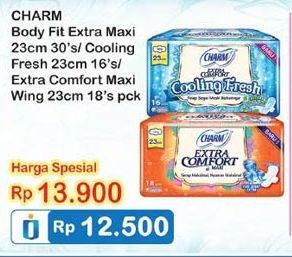 Promo Harga CHARM Extra Comfort Cooling Fresh 16s/ Maxi 23cm 18s / Body Fit Extra Maxi 23cm 30s  - Indomaret