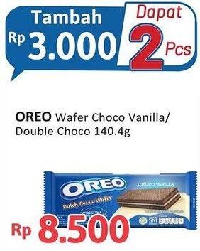 Promo Harga OREO Wafer Choco Vanilla, Double Choco 140 gr - Alfamidi