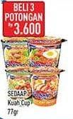 Promo Harga Sedaap Mie Cup Soto, Kari Spesial, Baso Spesial, Ayam Jerit, Ayam Bawang Telur 75 gr - Hypermart