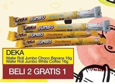 Promo Harga DUA KELINCI Deka Wafer Roll Choco Banana, White Coffee 16 gr - Yogya