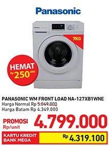 Promo Harga PANASONIC NA-127XB1WNE | Washing Machine Front Load 7kg  - Carrefour