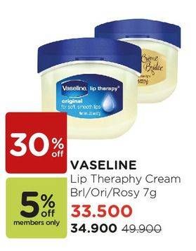 Promo Harga VASELINE Lip Therapy Cream Brule, Original, Rose 7 gr - Watsons
