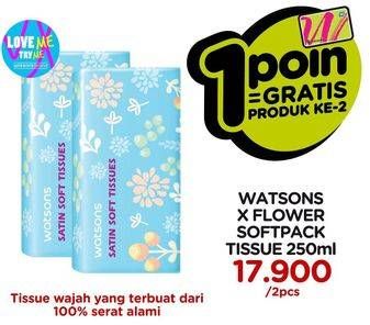 Promo Harga WATSONS X Flower Soft Pack Tissue per 2 bungkus 250 pcs - Watsons