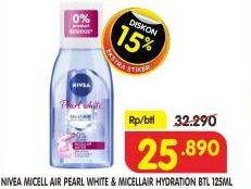 Promo Harga NIVEA MicellAir Skin Breathe Micellar Water Pearl White, Hydration 125 ml - Superindo
