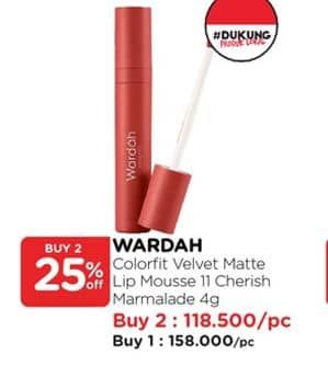 Promo Harga Wardah Colorfit Velvet Matte Lip Mousse 11 4 gr - Watsons