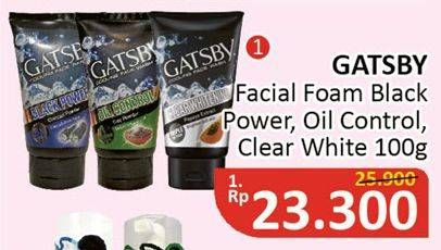 Promo Harga GATSBY Facial Foam Black Power, Oil Control, Clear Whitening 100 gr - Alfamidi