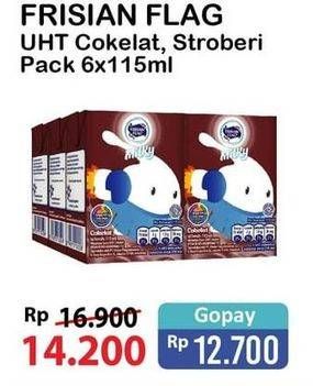 Promo Harga Frisian Flag Susu UHT Milky Zuzhu Zazha Chocolate, Strawberry per 6 tpk 115 ml - Alfamart