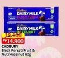 Promo Harga Cadbury Dairy Milk Black Forest, Fruit Nut, Hazelnut 62 gr - Alfamart