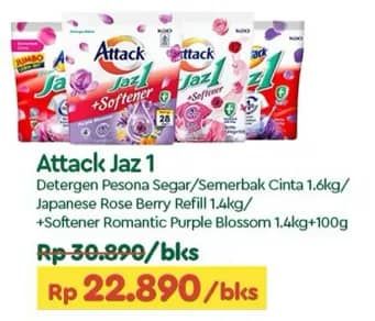 Promo Harga Attack Jaz1 Detergent Powder Pesona Segar, Semerbak Cinta 1600 gr - TIP TOP