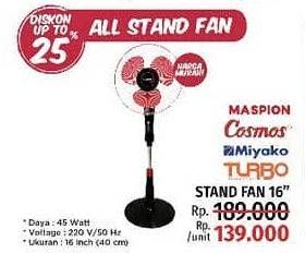 Promo Harga MIYAKO/TURBO/MASPION/COSMOS Stand Fan 16"  - LotteMart