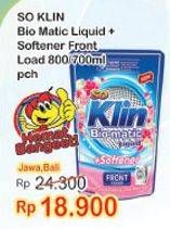 Promo Harga SO KLIN Biomatic Liquid Detergent +Softener Front Load 700 ml - Indomaret