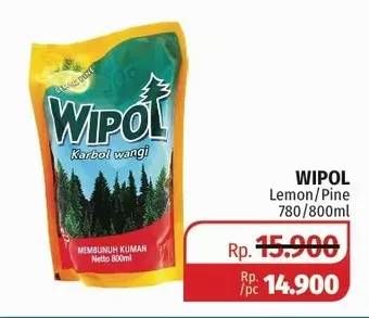 Promo Harga WIPOL Karbol Wangi Lemon, Pine 800 ml - Lotte Grosir