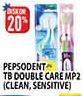 Promo Harga PEPSODENT Sikat Gigi Double Care Sensitive Soft 2 pcs - Hypermart