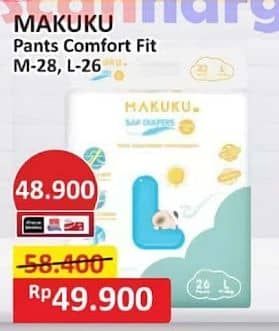 Promo Harga Makuku Comfort Fit Diapers Pants M28, L26 26 pcs - Alfamart