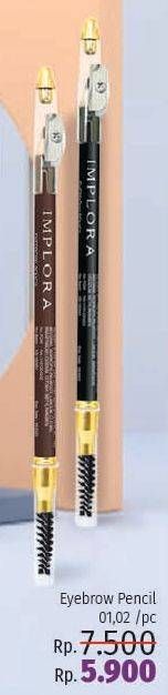 Promo Harga IMPLORA Eyebrow Pencil 001 Black, 002 Brown  - LotteMart