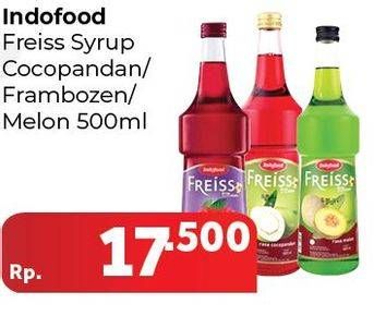 Promo Harga FREISS Syrup Cocopandan, Frambozen, Melon 500 ml - Carrefour