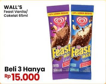 Promo Harga Walls Feast Chocolate, Vanilla 65 ml - Indomaret