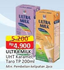 Promo Harga Ultra Milk Susu UHT Karamel, Taro 200 ml - Alfamart
