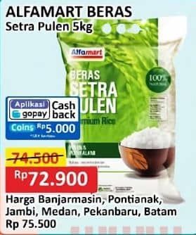 Promo Harga Alfamart Beras Setra Pulen 5000 gr - Alfamart