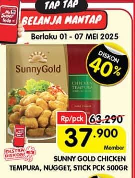 Promo Harga Sunny Gold Chicken Tempura/Nugget/Stick  - Superindo