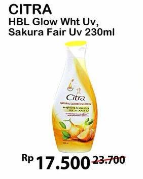 Promo Harga CITRA Hand & Body Lotion Natural Glowing White, Sakura Fair UV 230 ml - Alfamart