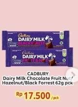 Promo Harga Cadbury Dairy Milk Black Forest, Fruit Nut, Hazelnut 62 gr - Indomaret