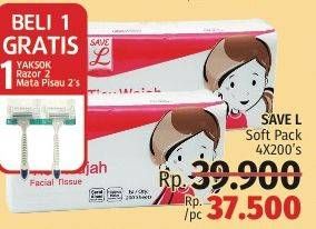 Promo Harga SAVE L Tisu Wajah Soft Pack per 4 pouch 200 pcs - LotteMart