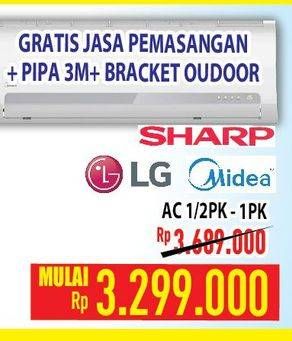 Promo Harga LG/MIDEA/SHARP AC 1/2 PK - 1 PK  - Hypermart