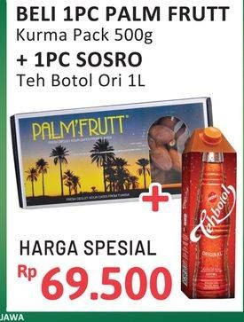 Promo Harga Beli 1pc Palm Frutt Kurma Pack 500g + 1pc Sosro Teh Botol Ori 1l  - Alfamidi