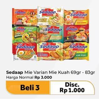 Promo Harga Sedaap Mie Kuah All Variants 69 gr - Carrefour