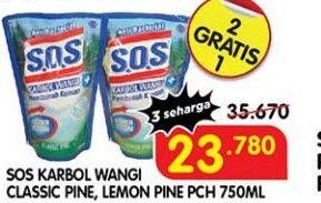 Promo Harga SOS Karbol Wangi Classic Pine, Lemon Pine 750 ml - Superindo