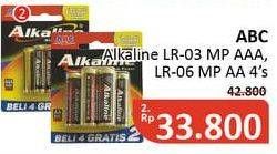 Promo Harga ABC Battery Alkaline LR6/AA, LR03/AAA 4 pcs - Alfamidi