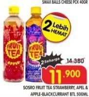 Promo Harga Sosro Fruit Tea Stroberi, Xtreme Apple + Blackcurrant 500 ml - Superindo
