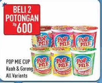 Promo Harga INDOMIE POP MIE Instan Kuah, Goreng per 2 pcs - Hypermart