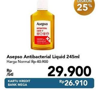 Promo Harga ASEPSO Anti Baterial Liquid 245 ml - Carrefour
