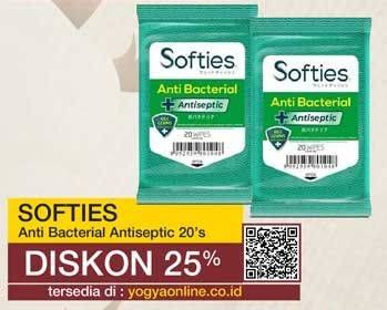 Promo Harga SOFTIES Wet Wipes Anti Bacterial 20 pcs - Yogya