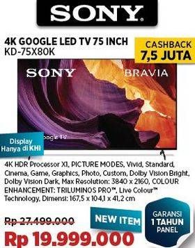 Promo Harga Sony KD-75X80K LED TV 75 Inch  - COURTS
