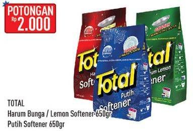 Promo Harga TOTAL Detergent Softener Harum Lemon, Harum Bunga, Putih 650 gr - Hypermart