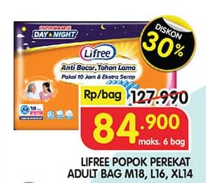 Promo Harga Lifree Popok Perekat Menyerap dan Kering M18, L16, XL14 14 pcs - Superindo