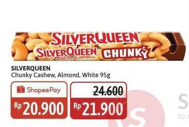 Promo Harga Silver Queen Chunky Bar Cashew, Almonds, White 95 gr - Alfamidi