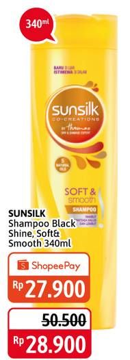 Promo Harga SUNSILK Shampoo Soft Smooth, Black Shine 340 ml - Alfamidi