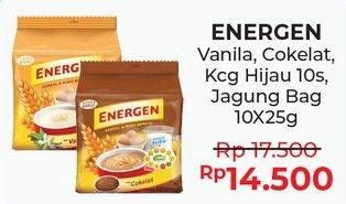 Promo Harga ENERGEN Cereal Instant Vanilla, Chocolate, Kacang Hijau, Jagung per 10 sachet 25 gr - Alfamart