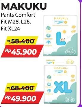 Promo Harga Makuku Comfort Fit Diapers Pants XL24 24 pcs - Alfamart