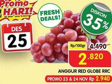 Promo Harga Anggur Red Globe RRC per 100 gr - Superindo