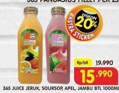 Promo Harga 365 Juice Sirsak, Jeruk, Apel, Jambu 1000 ml - Superindo