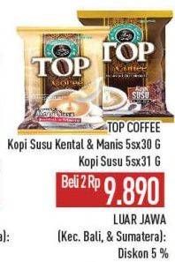 Promo Harga Top Coffee Kopi Susu Kental Manis, Susu per 5 sachet 30 gr - Hypermart