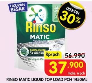 Promo Harga Rinso Detergent Matic Liquid Top Load 1450 ml - Superindo