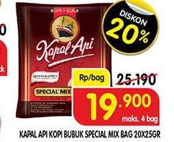 Promo Harga Kapal Api Kopi Bubuk Special Mix per 20 sachet 25 gr - Superindo